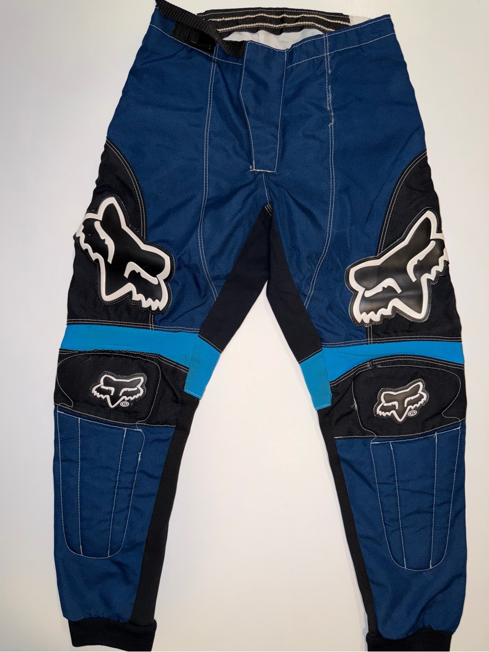 Fox Racing Motocross Padded Pants Size 32 Blue Black White BMX MX Dirt Bike Race